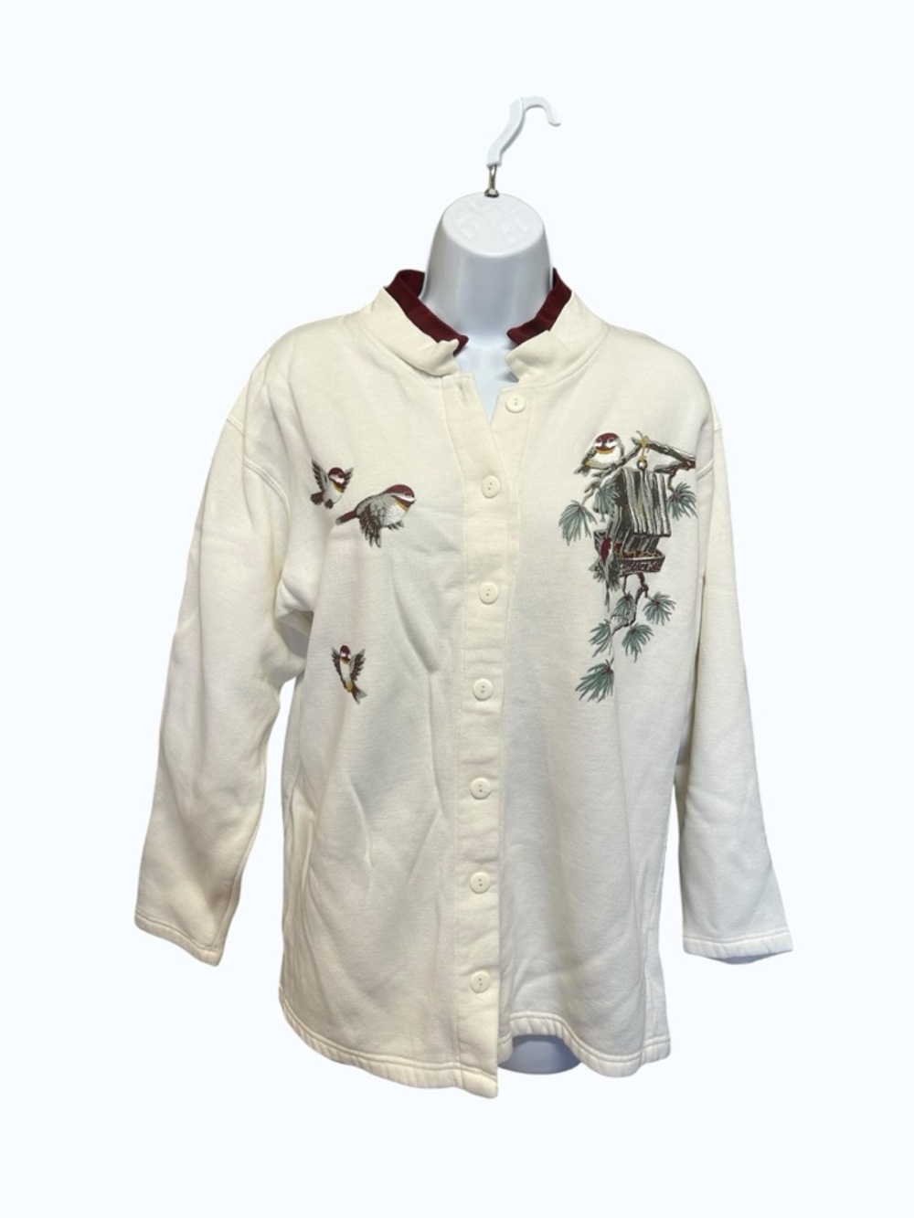 Vtg R&R Sports Birdhouse Embroidered Cardigan Sweatshirt Size 8